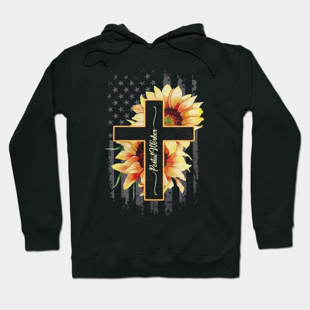 Postal Worker American Flag- Sunflower Hoodie by arlenawyron42770